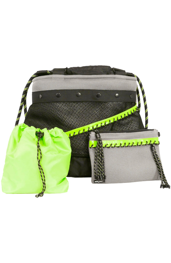 Go Tote Bag - Grey & Green - Including Laundry Pouch and Snap-out Clutch/Crossbody - from Go Dash Dot