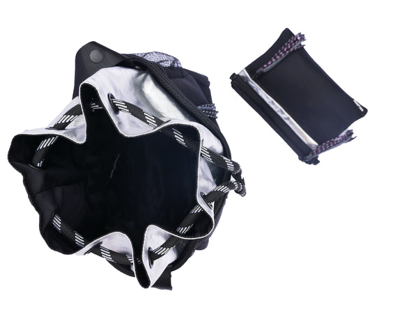 The Go Dash Dot Bucket Tote Bag in Black and Silver - Room for EVERYTHING