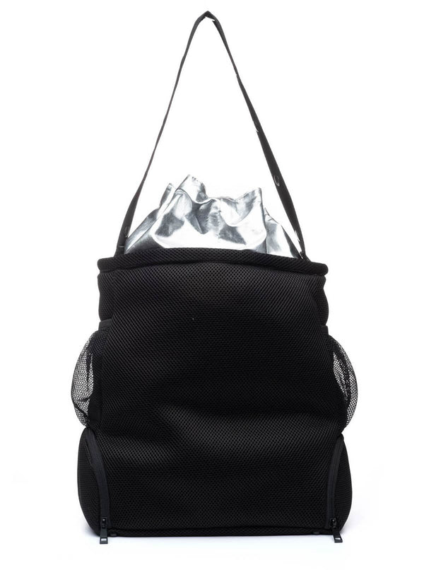 The Go Dash Dot Bucket Tote Bag in Black and Silver - Rear View