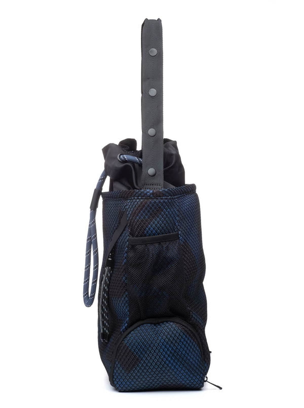 The Go Dash Dot Bucket Tote Bag in Navy Blue Camo - Side View