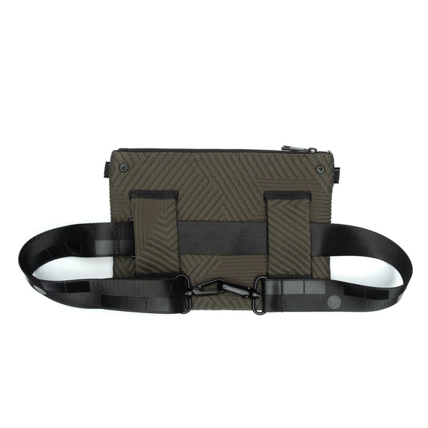 Go Dash Dot Crossbody/Belt Bag in Olive Green & Orange - Back View