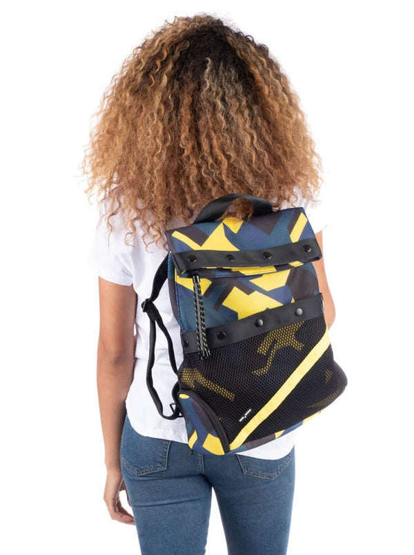 Dashpack Backpack Perfectly Sized - Navy Blue and Yellow Camo - from Go Dash Dot