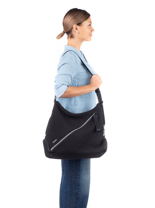 Go Dash Dot Hobo Tote in Black - Comfortable on the Shoulder or Across the Body