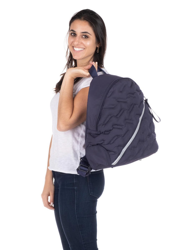 Puffy Navy Blue Round Backpack - Light but Functional