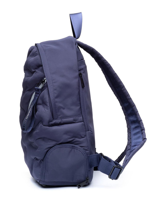 Puffy Navy Blue Round Backpack - Side View