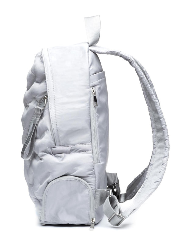 Puffy Silver Round Backpack - Side View