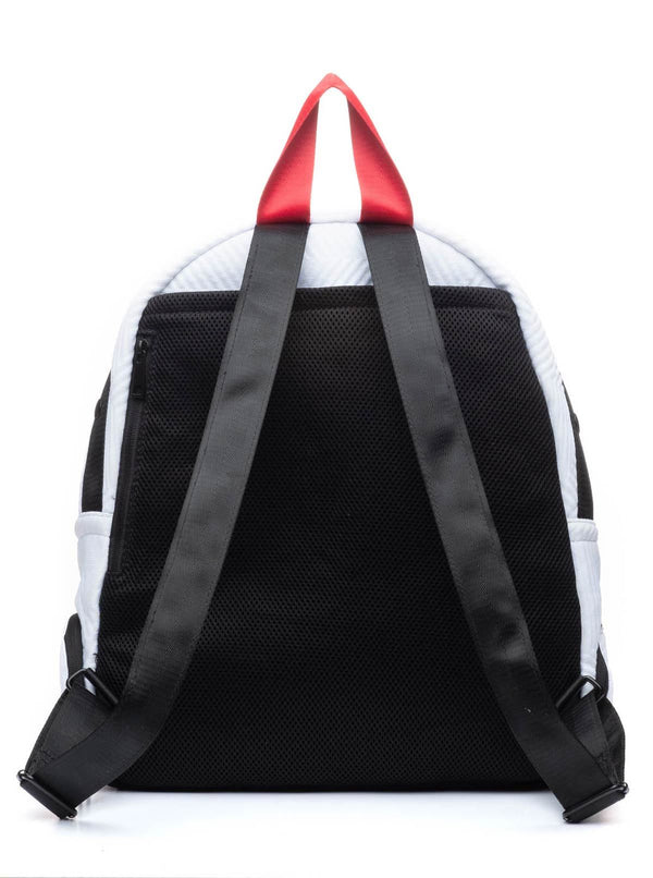 Go Dash Dot Rounded Backpack in White & Red - Back View