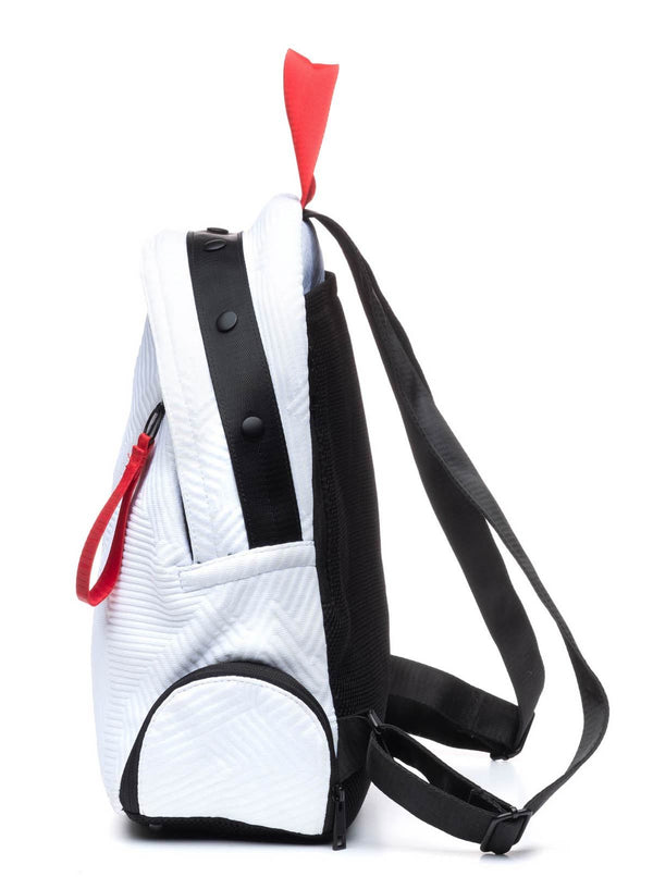 Go Dash Dot Rounded Backpack in White & Red - Side View